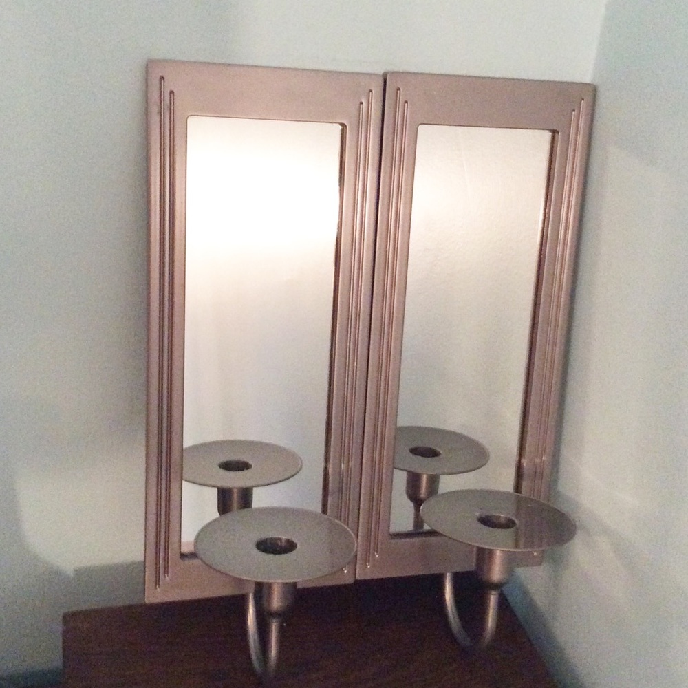 ArtDeco Style Brushed Steel Mirrored Sconces